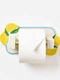 Oliver Bonas lemon ceramic toilet roll holder, imported from the UK