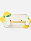 Oliver Bonas lemon ceramic toilet roll holder, imported from the UK