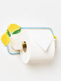 Oliver Bonas lemon ceramic toilet roll holder, imported from the UK
