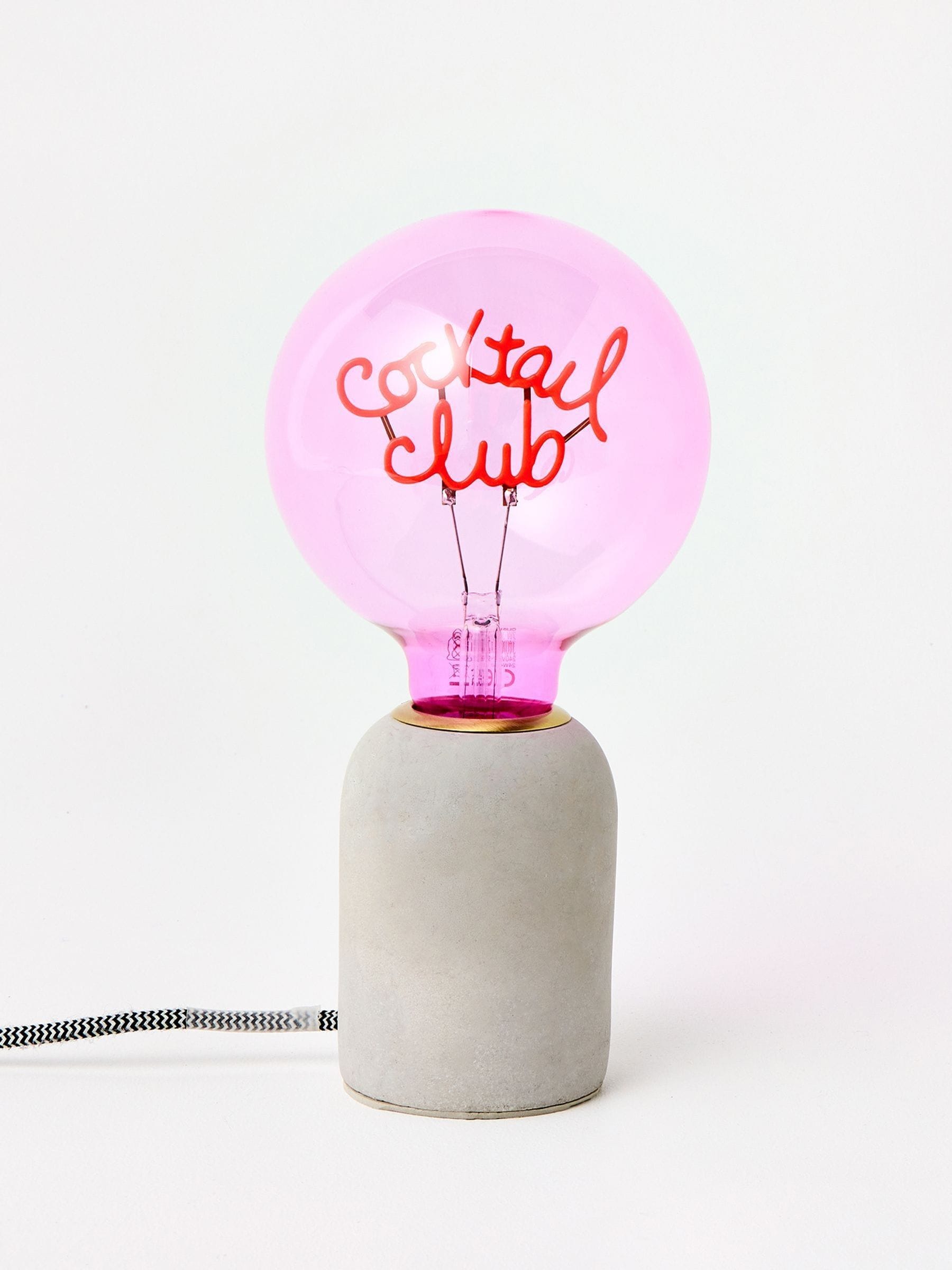 Oliver Bonas Pink Cocktail Club light bulb 17cm, imported from the UK