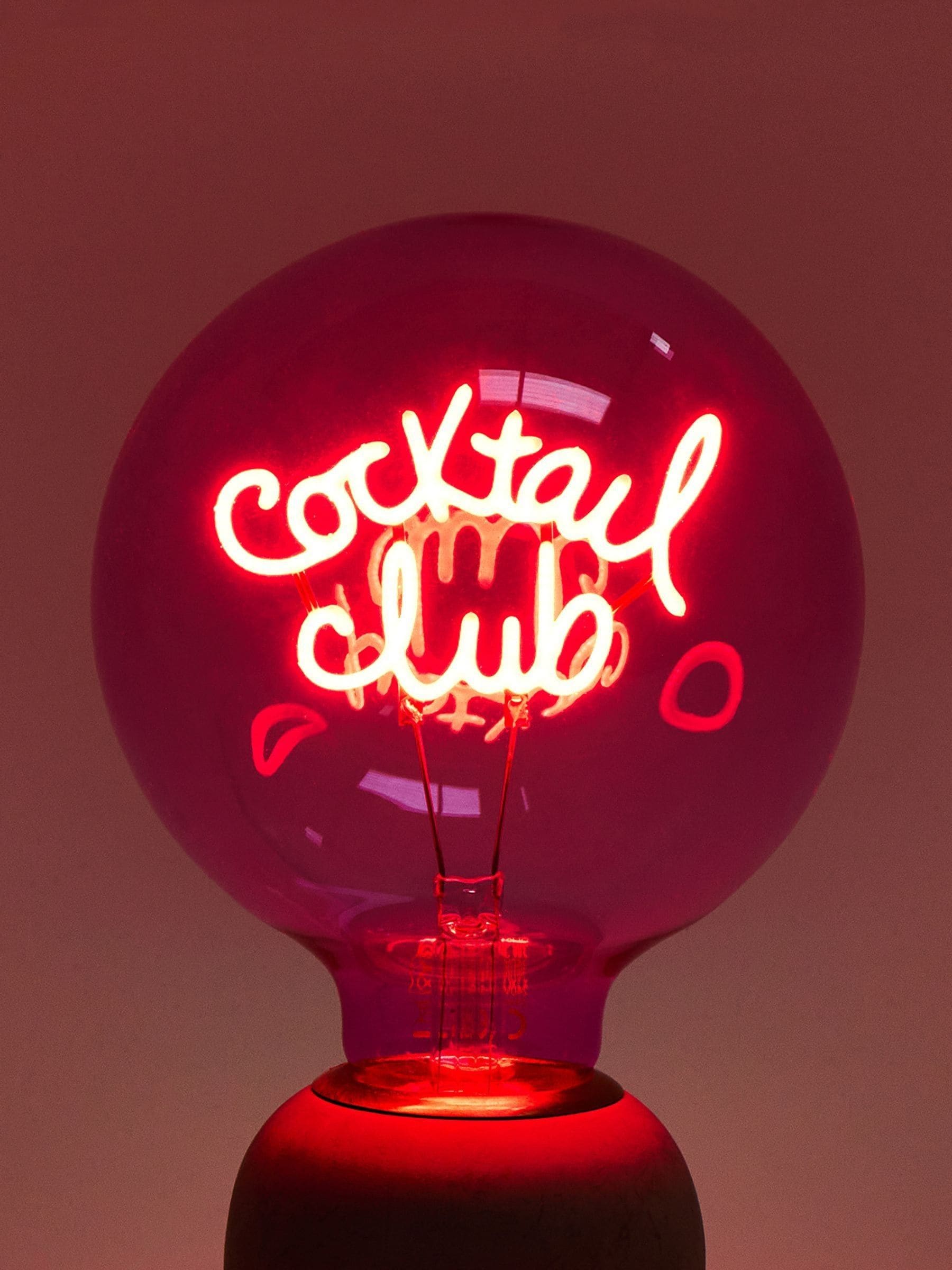 Oliver Bonas Pink Cocktail Club light bulb 17cm, imported from the UK
