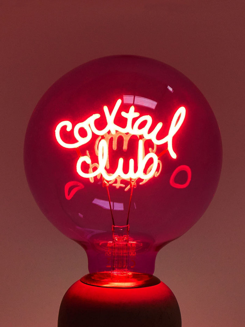 Oliver Bonas Pink Cocktail Club light bulb 17cm, imported from the UK