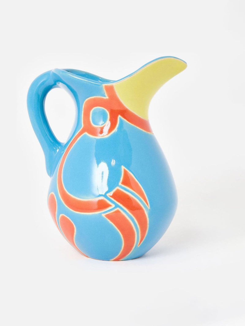 Oliver Bonas blue parrot ceramic vase 26cm, UK version