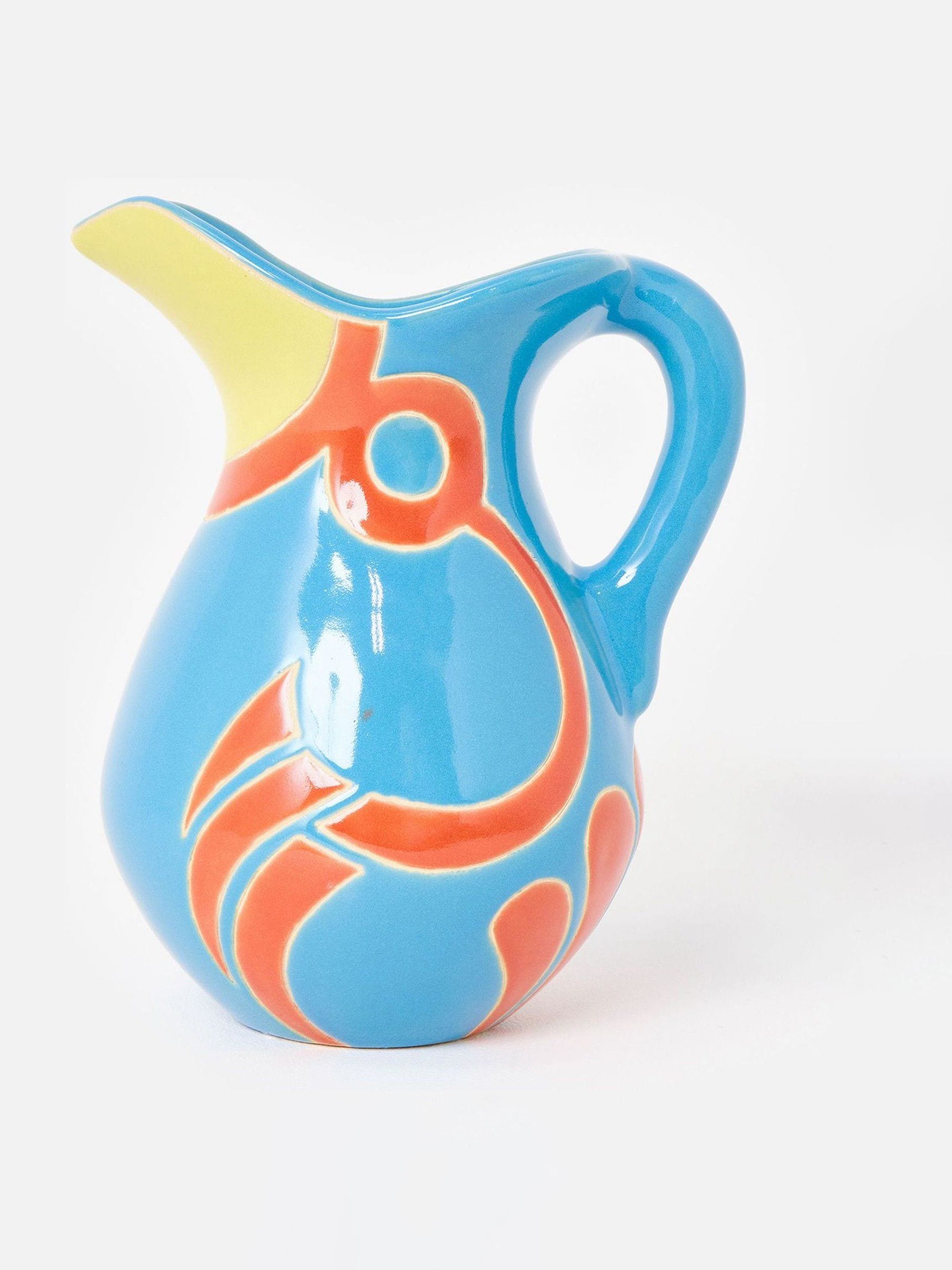 Oliver Bonas blue parrot ceramic vase 26cm, UK version
