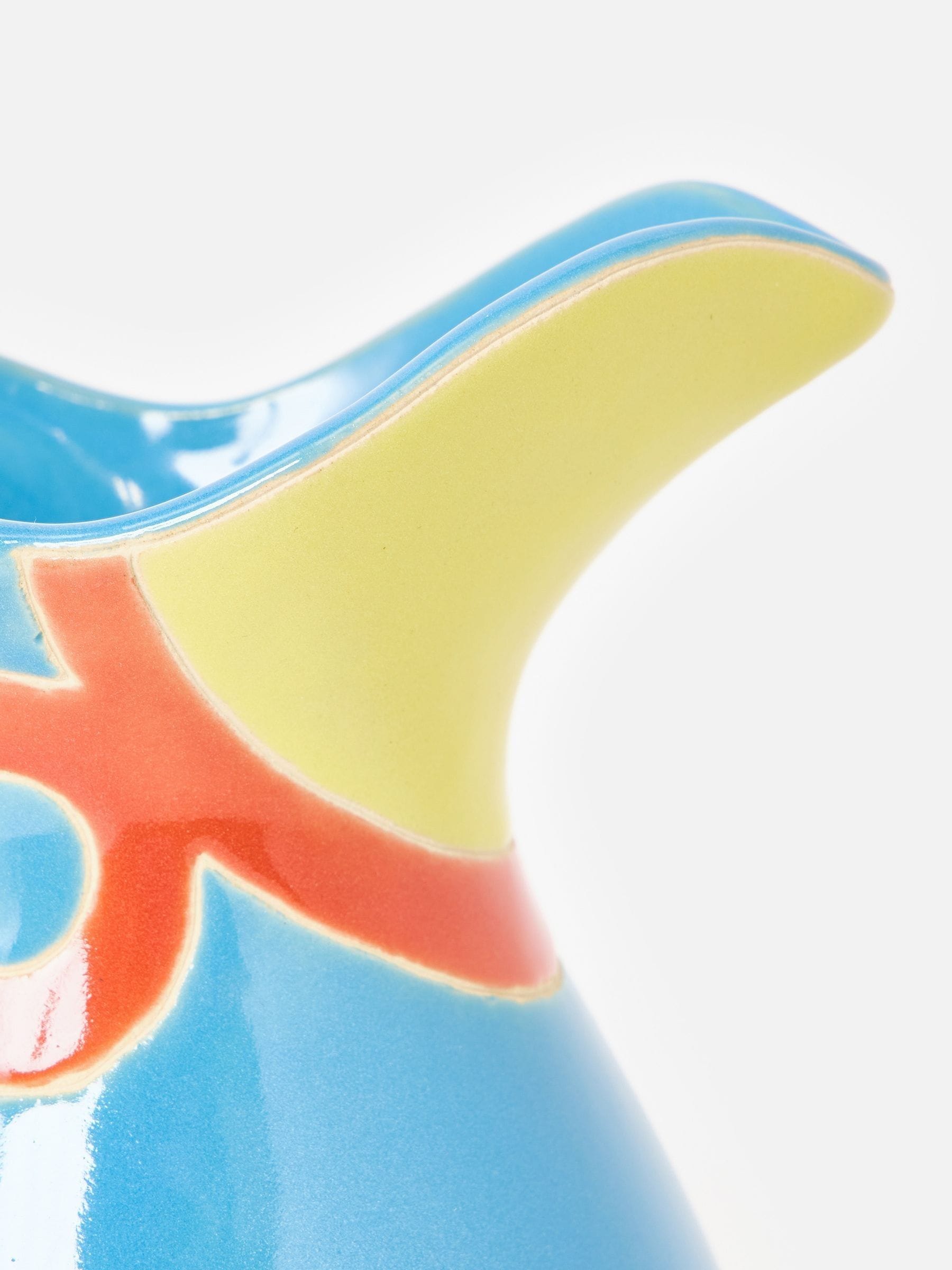 Oliver Bonas blue parrot ceramic vase 26cm, UK version