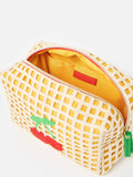 Oliver Bonas yellow crochet cherry makeup bag 140x220mm (British brand)