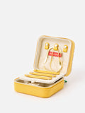Oliver Bonas yellow crochet jewellery box with cherry motif, imported from the UK