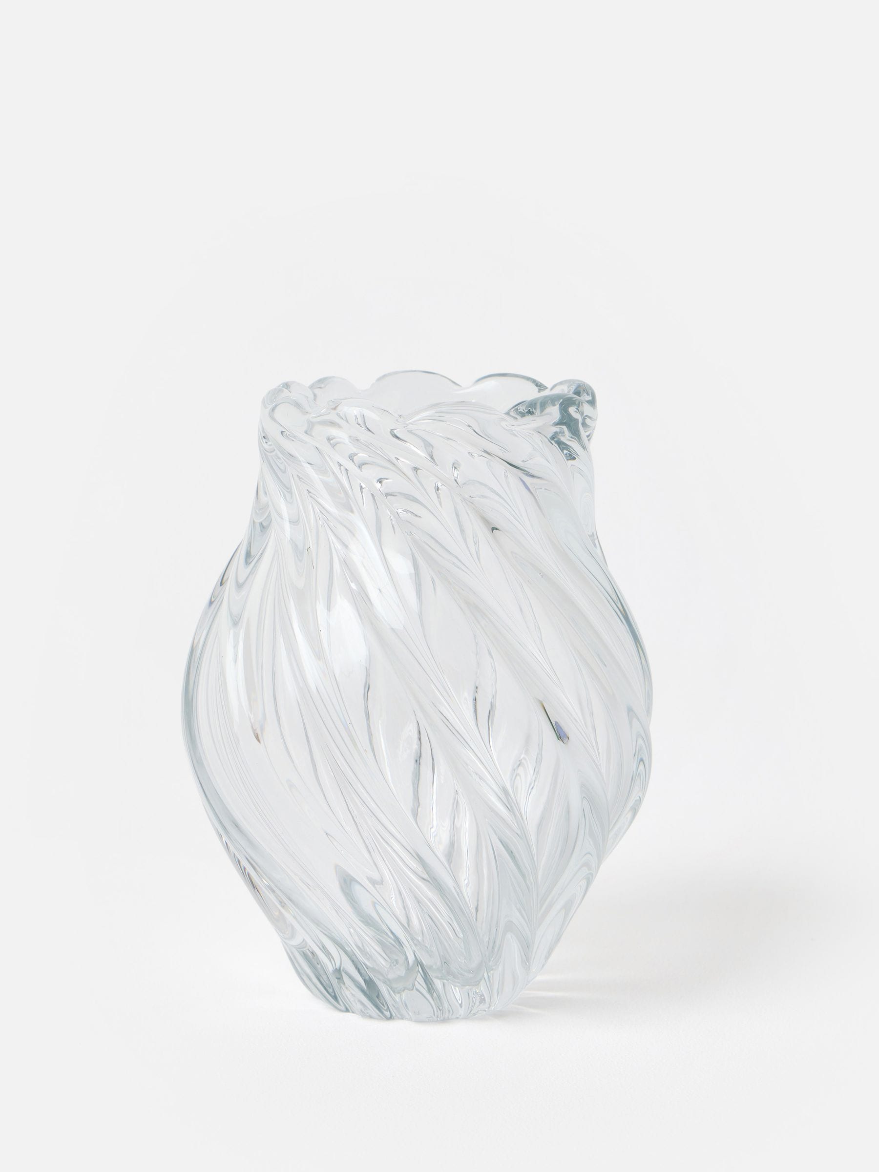 Oliver Bonas clear glass vase swirl pattern 22cm - British product