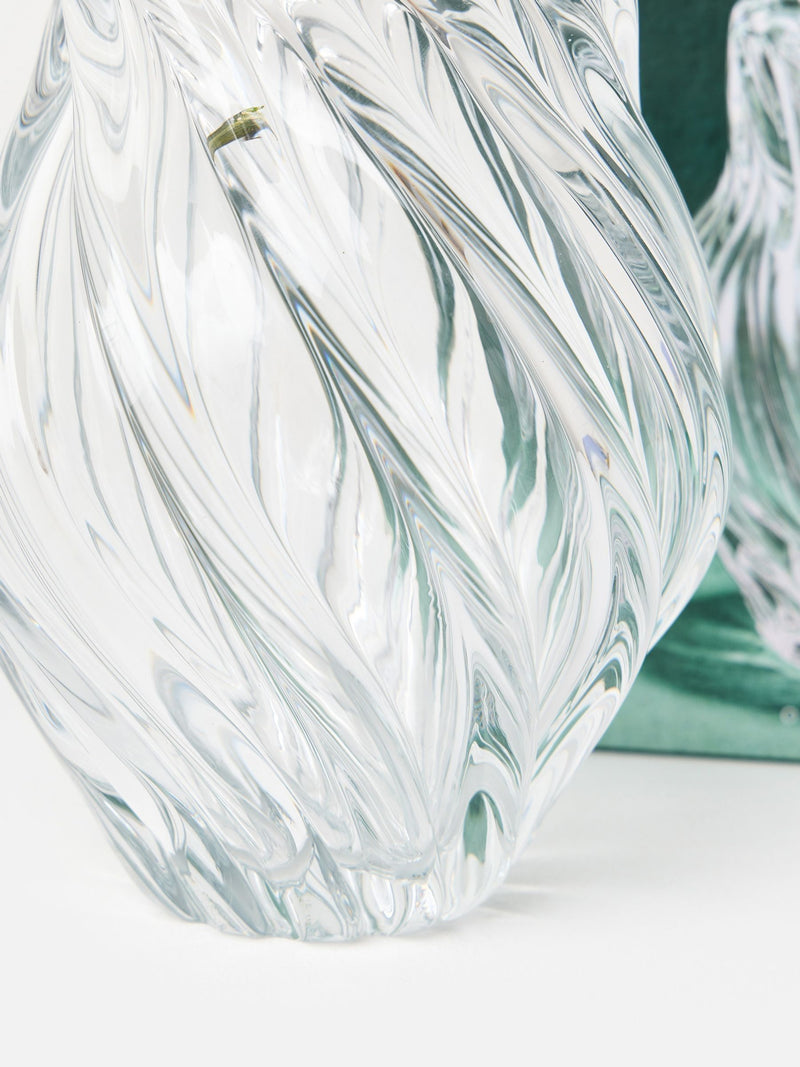 Oliver Bonas clear glass vase swirl pattern 22cm - British product