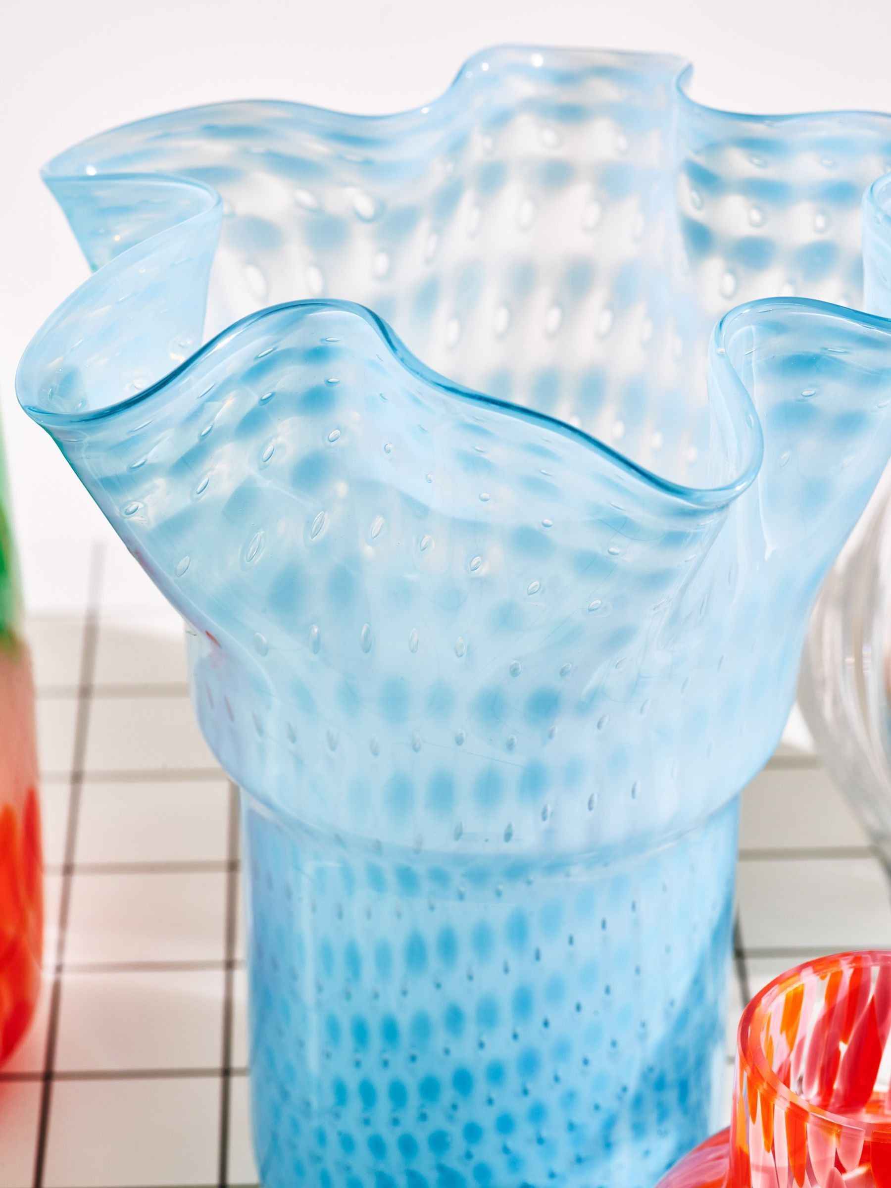 Oliver Bonas Blue Verde glass vase 31cm (British brand)