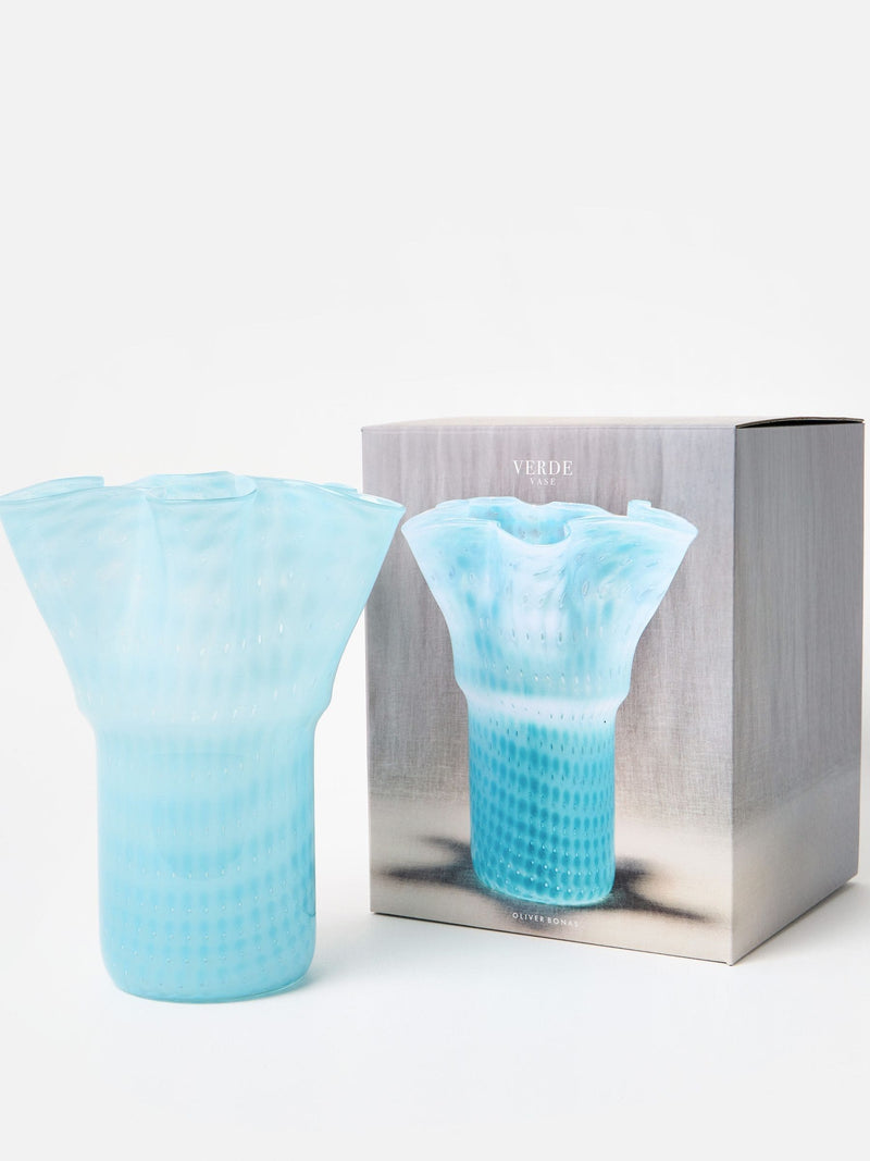 Oliver Bonas Blue Verde glass vase 31cm (British brand)