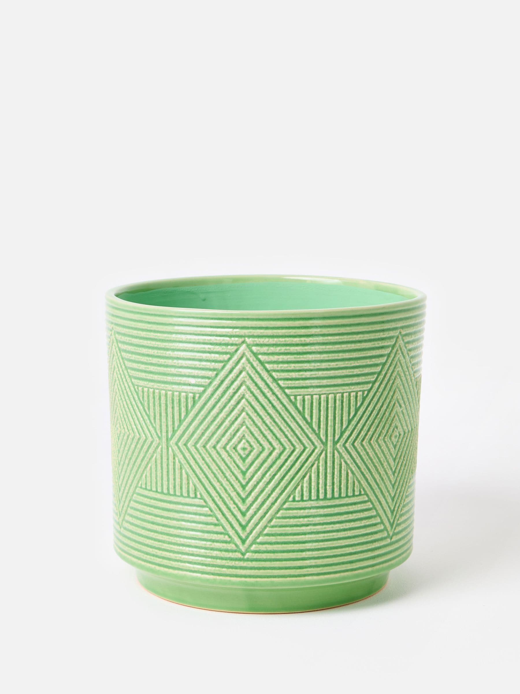Oliver Bonas Green Cerchio ceramic plant pot, imported from the UK