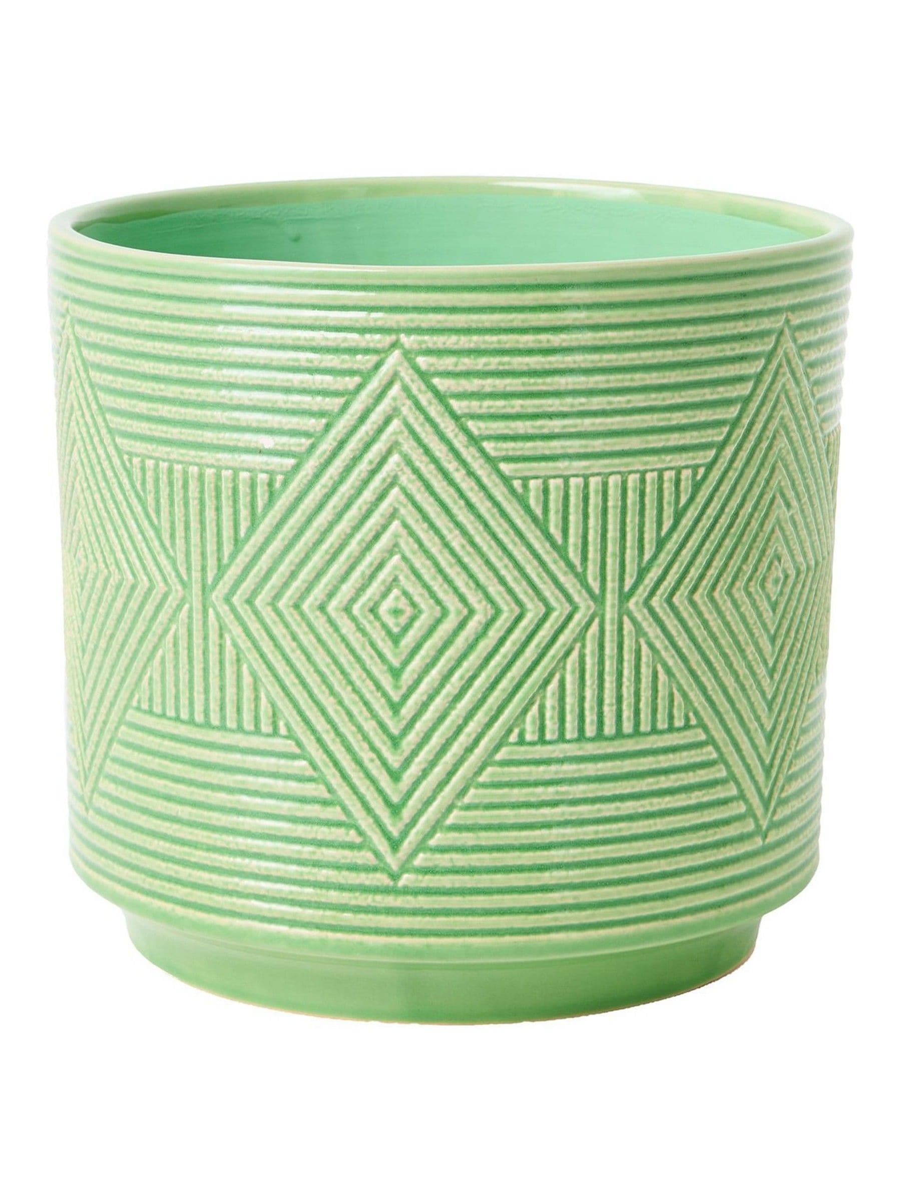 Oliver Bonas Green Cerchio ceramic plant pot, imported from the UK