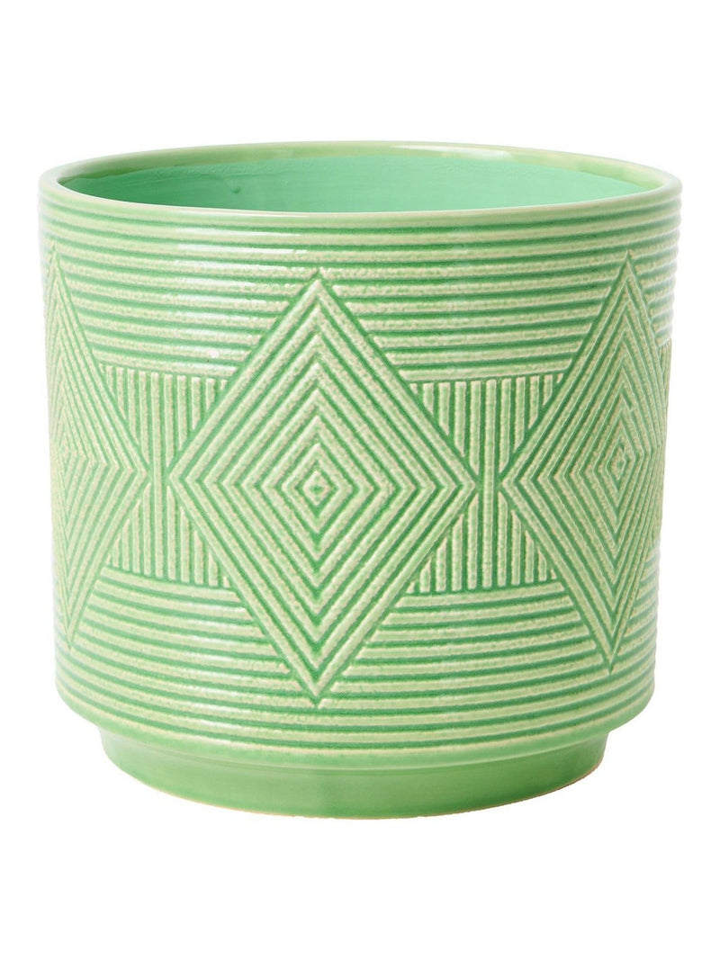 Oliver Bonas Green Cerchio ceramic plant pot, imported from the UK