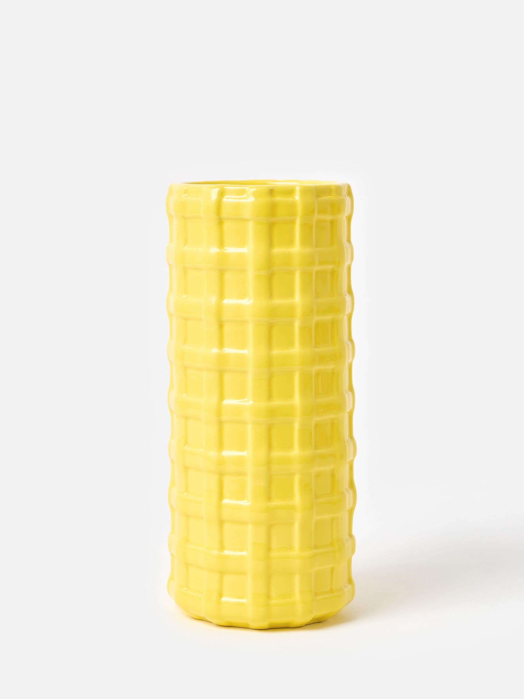 Oliver Bonas yellow woven ceramic vase 28cm tall - British product