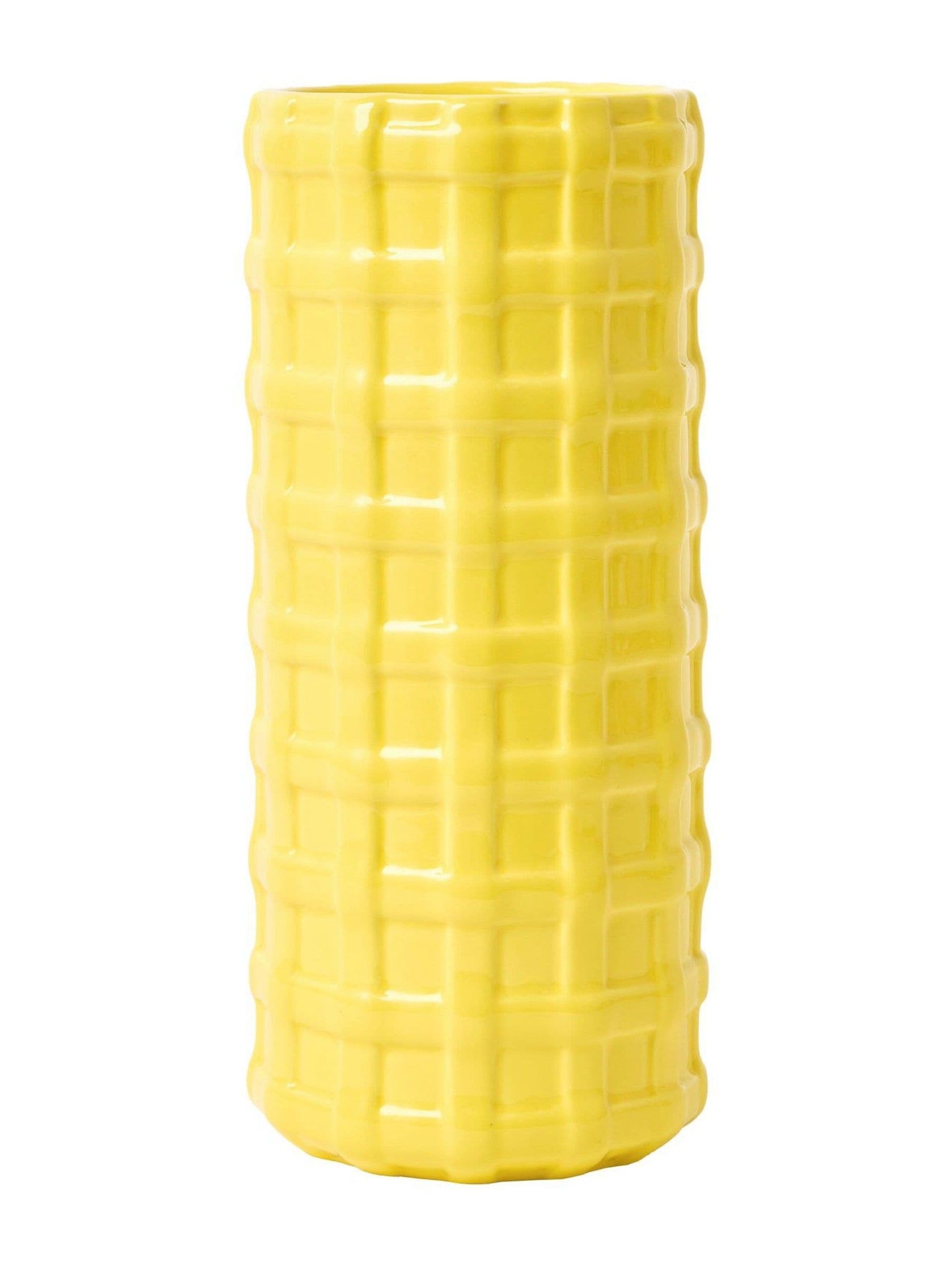 Oliver Bonas yellow woven ceramic vase 28cm tall - British product