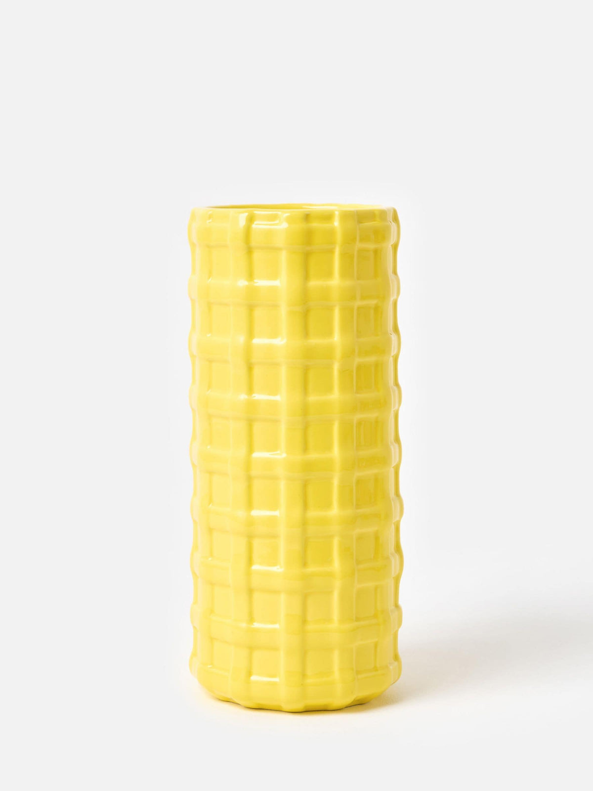 Oliver Bonas yellow woven ceramic vase 28cm tall - British product