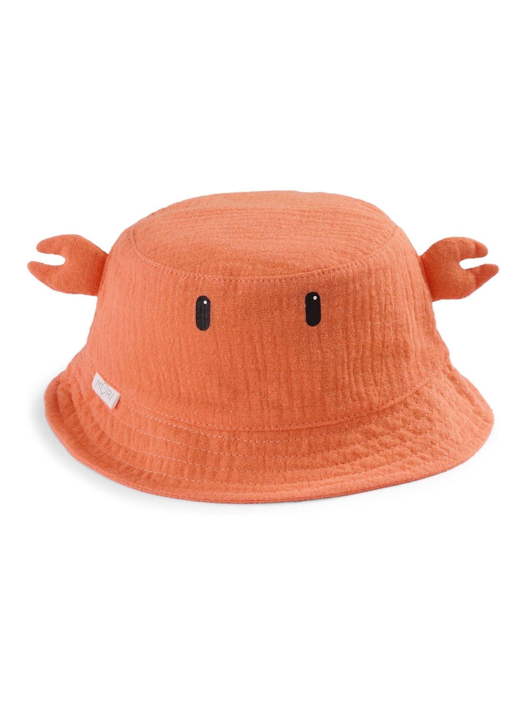 MORI Orange Coral Crab bucket hat for babies - British product