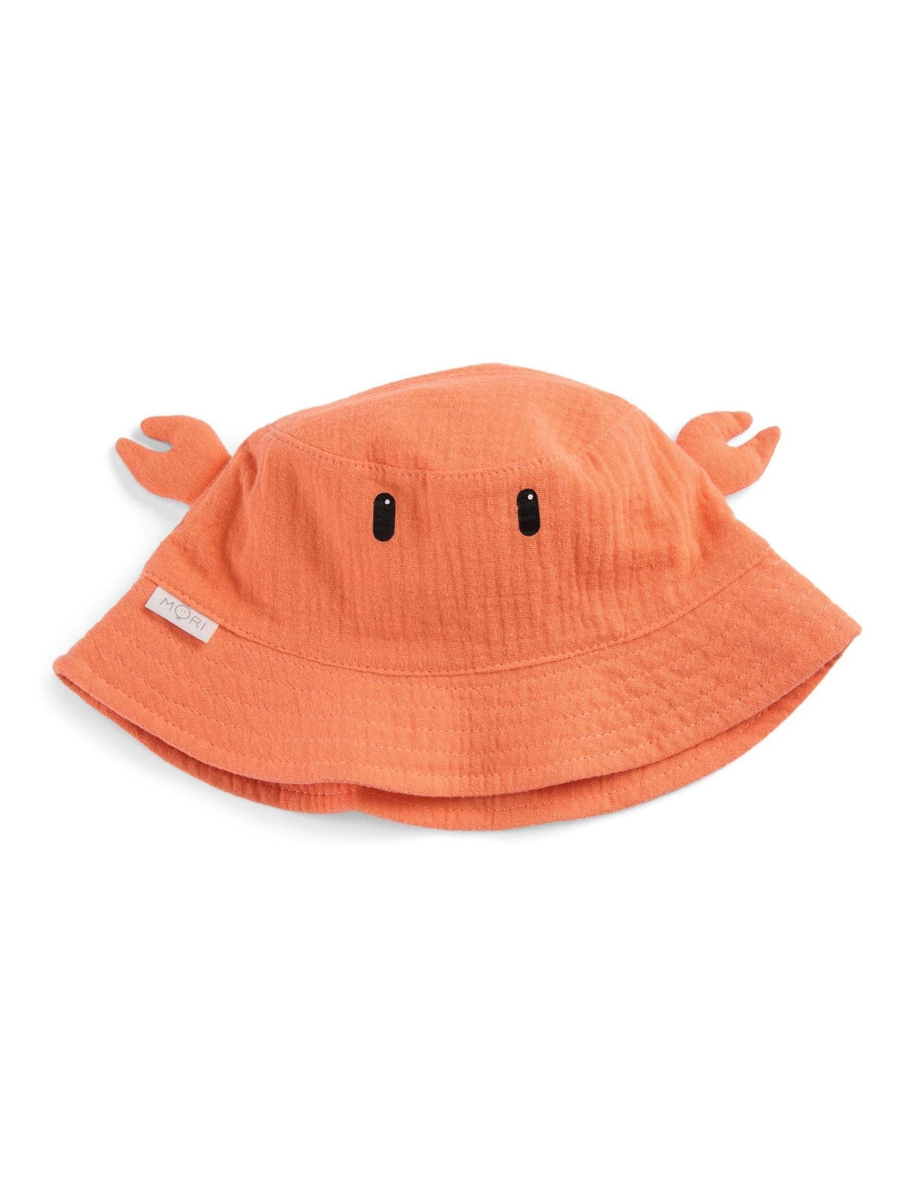 MORI Orange Coral Crab bucket hat for babies - British product