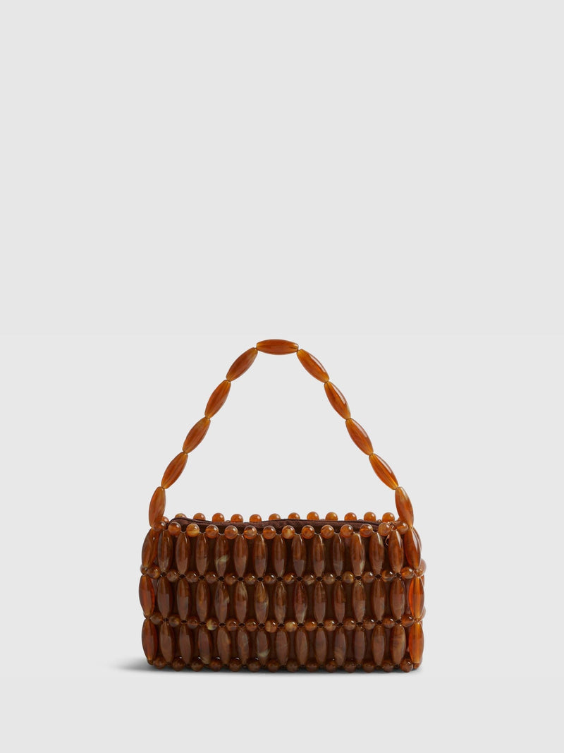 River Island brown beaded clutch bag, UK version