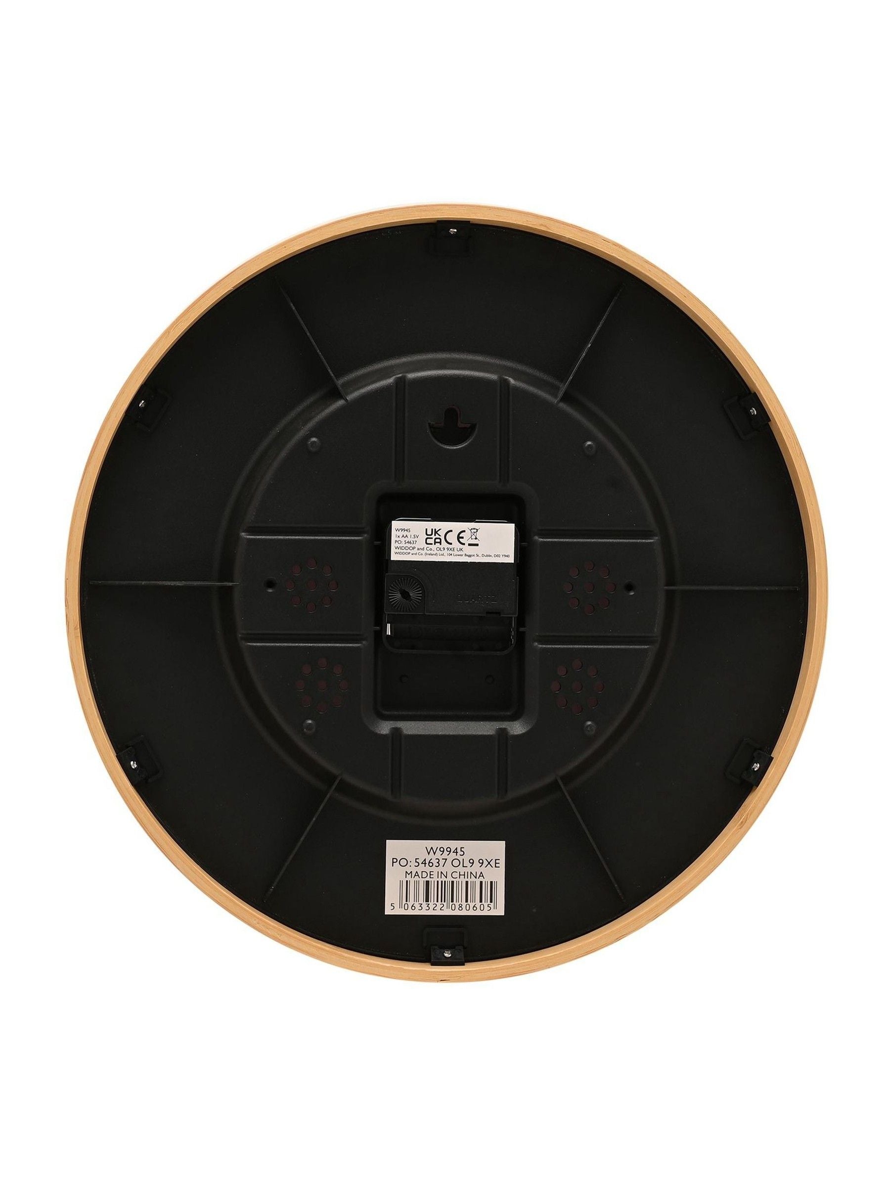 Widdop oak bamboo wall clock 32cm - British product