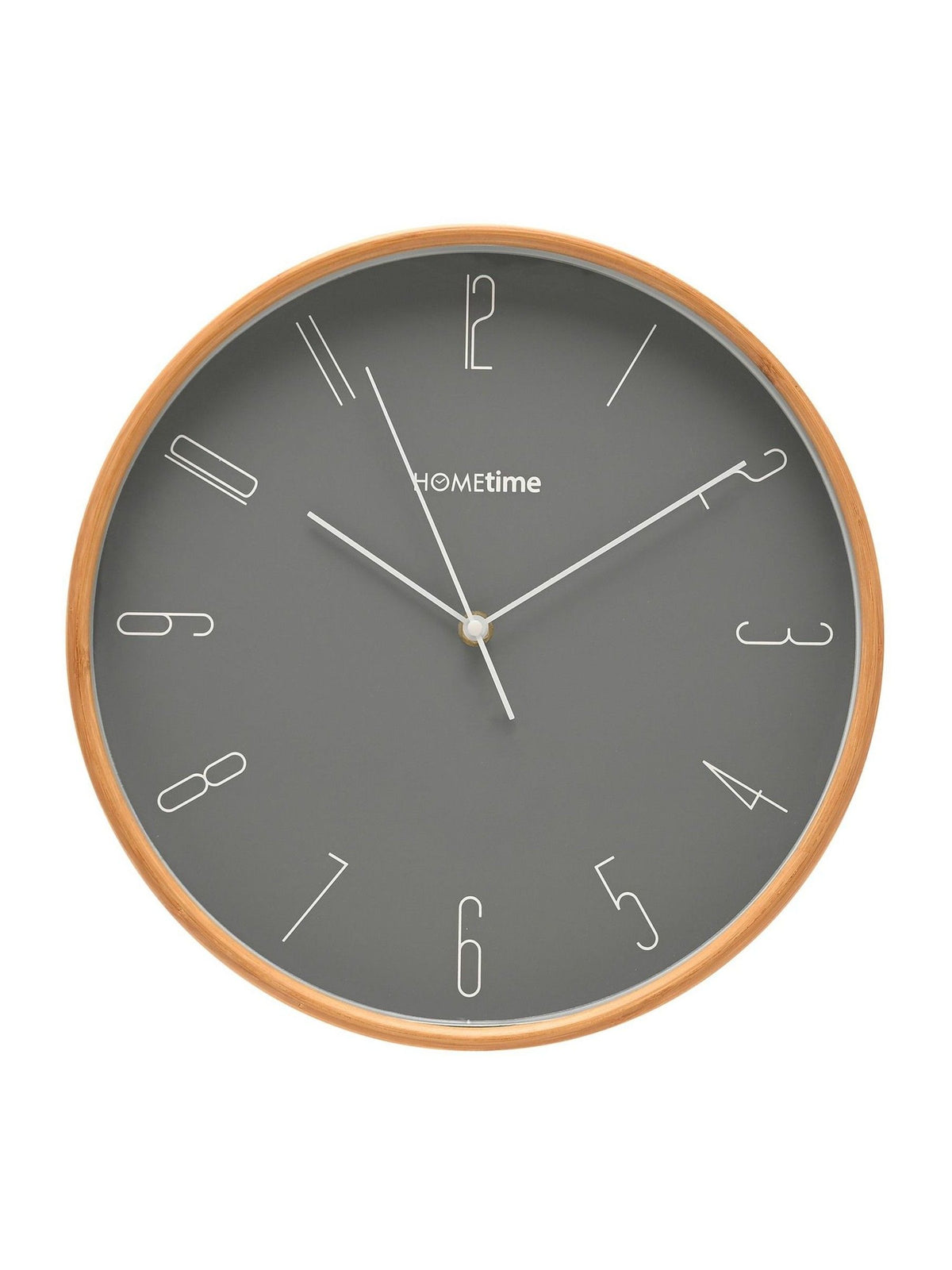 Widdop oak bamboo wall clock with grey dial - British product