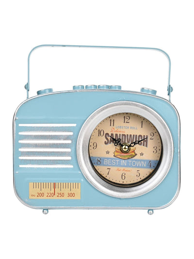 Next Widdop Blue Metal Mantel Clock - Retro Radio- Buy online at McGrocer