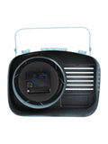 Widdop blue retro radio mantel clock 20cm, UK version