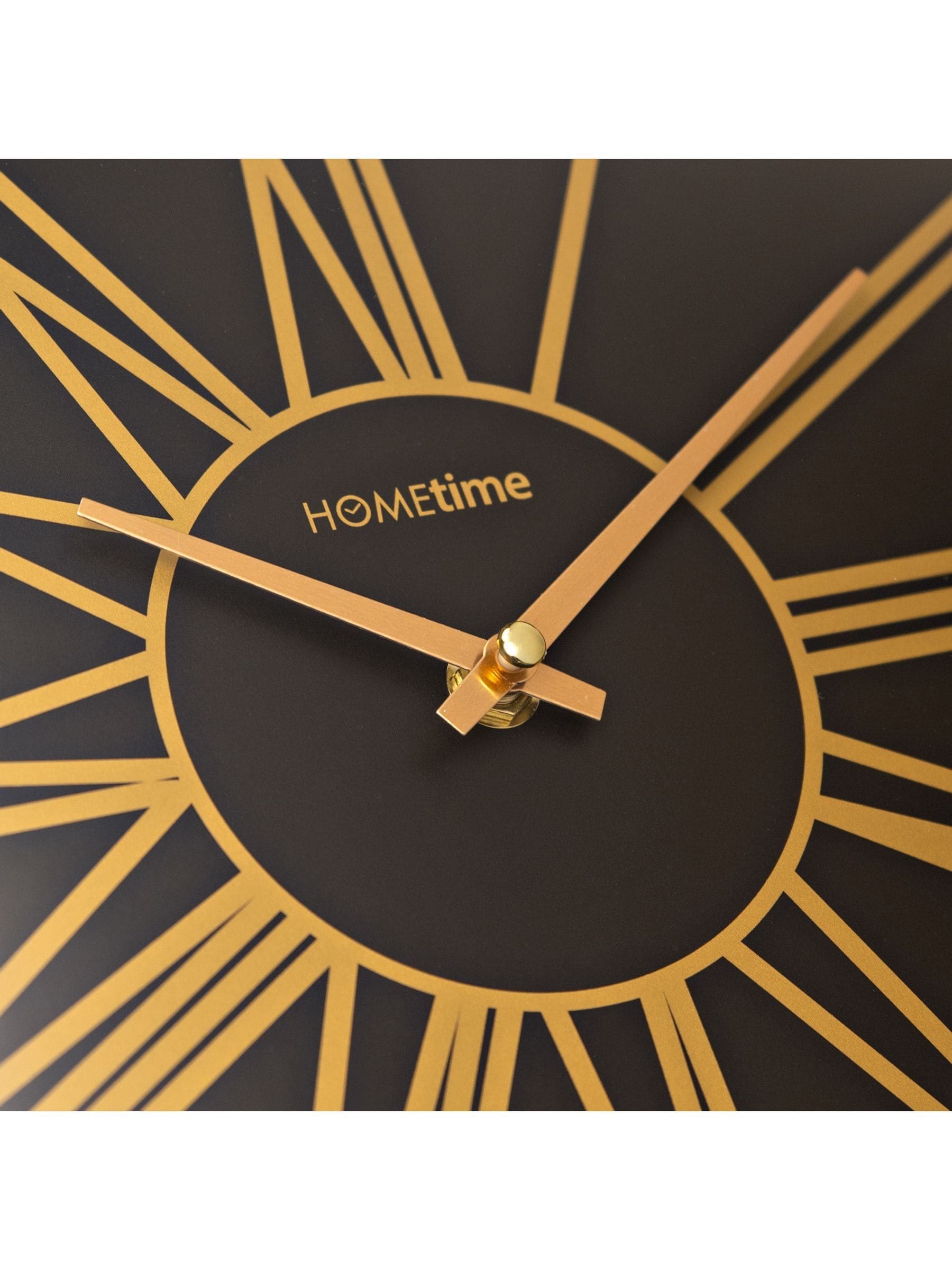 Widdop gold aluminium wall clock with black dial, UK version