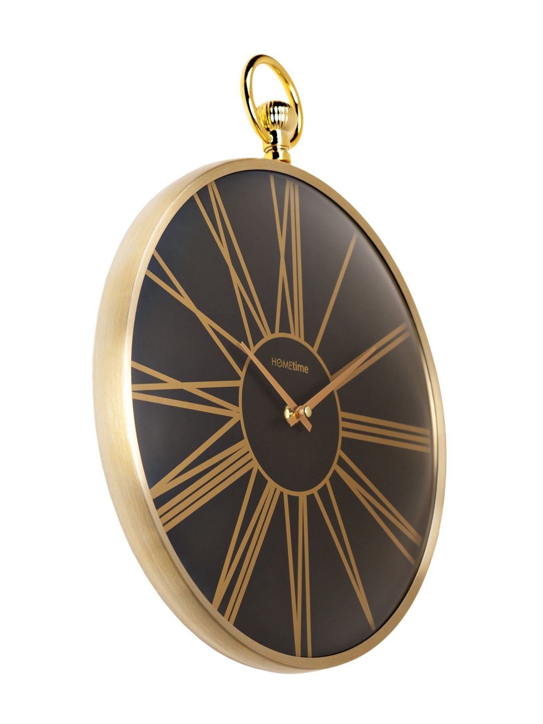 Widdop gold aluminium wall clock with black dial, UK version