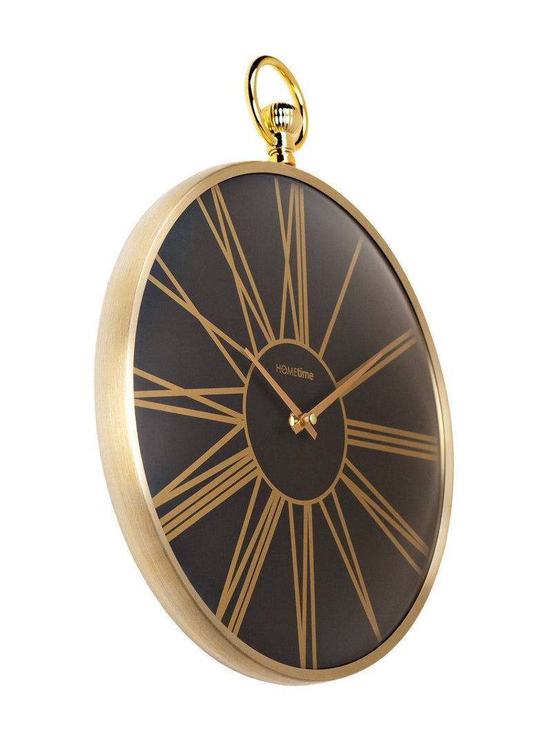 Widdop gold aluminium wall clock with black dial, UK version