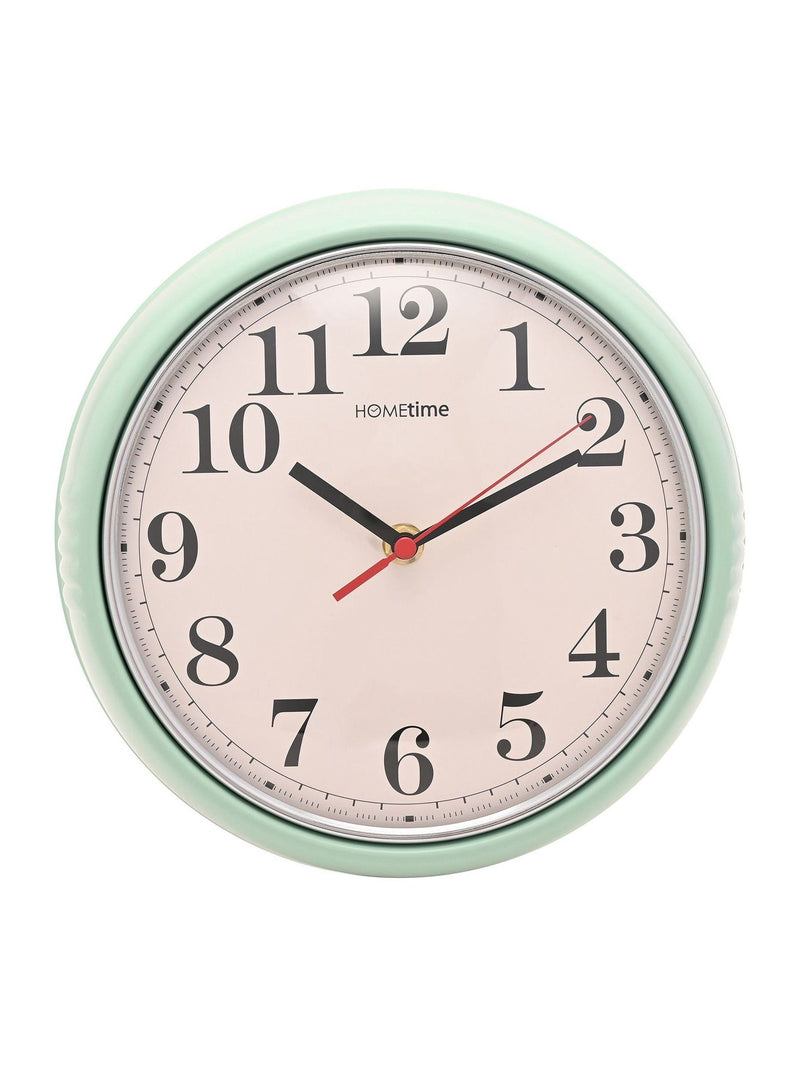 Widdop round retro wall clock mint green 24cm, UK version
