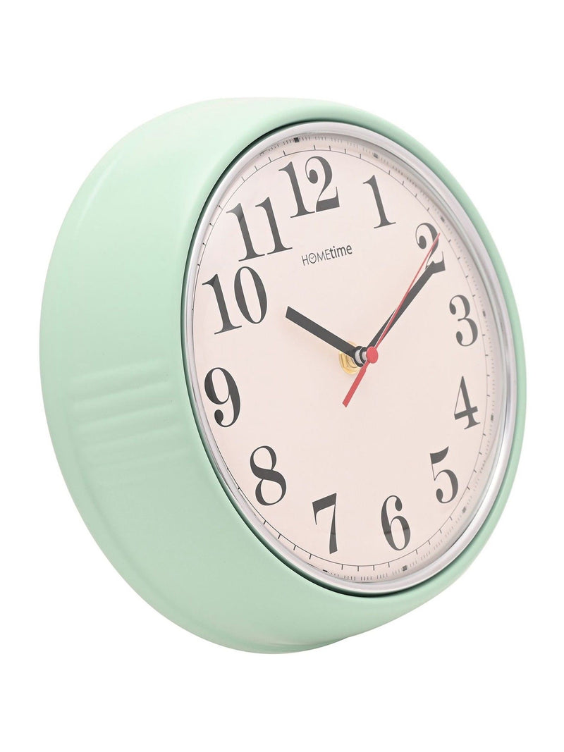 Widdop round retro wall clock mint green 24cm, UK version