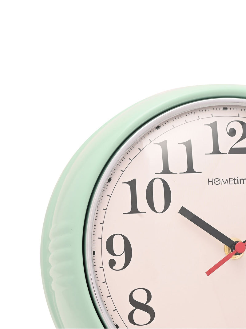 Widdop round retro wall clock mint green 24cm, UK version