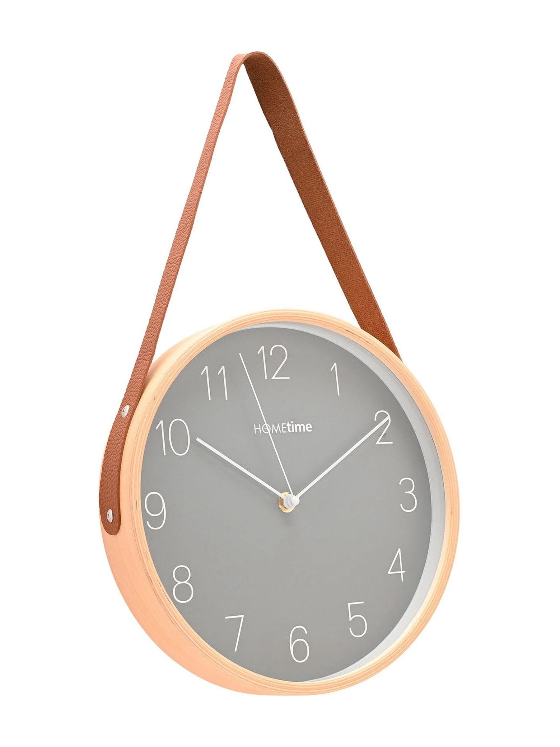 Widdop oak wall clock with hanging belt - British product
