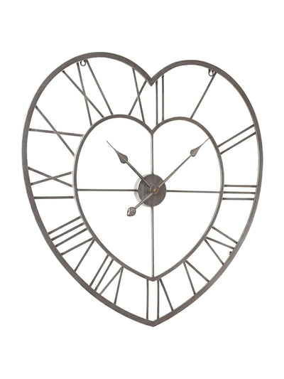 Next Widdop Silver Metal Heart Shaped Wall Clock 70cm- Buy online at McGrocer