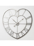 Widdop silver metal heart shaped wall clock, imported from the UK