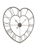 Widdop silver metal heart shaped wall clock, imported from the UK
