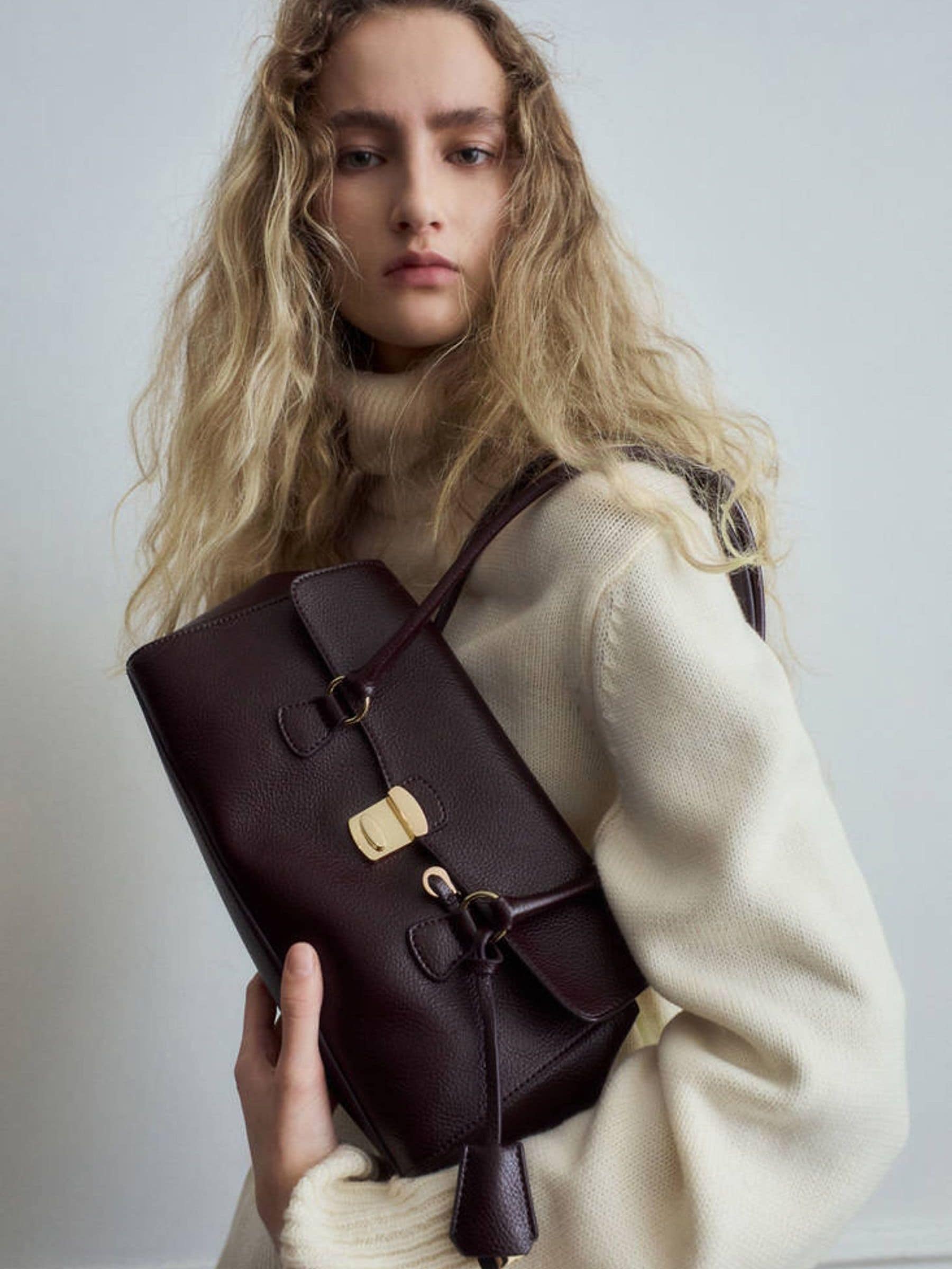Mango red faux leather padlock shoulder bag - British product