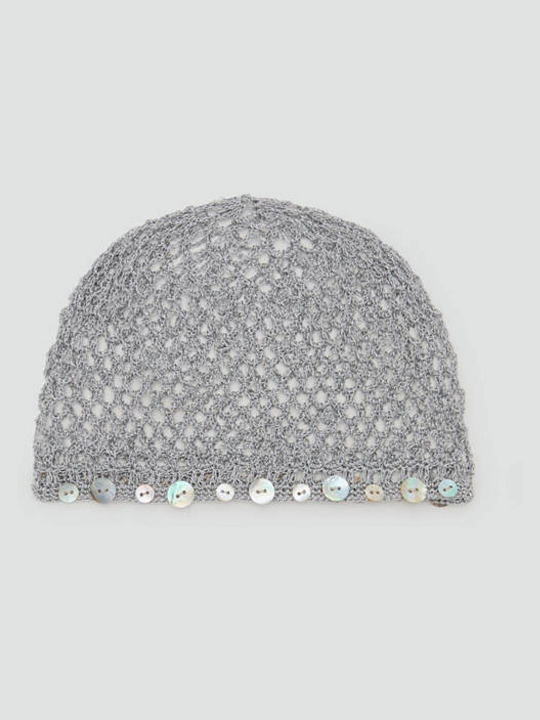 Mango Silver Crochet Woven Beaded Hat - British product