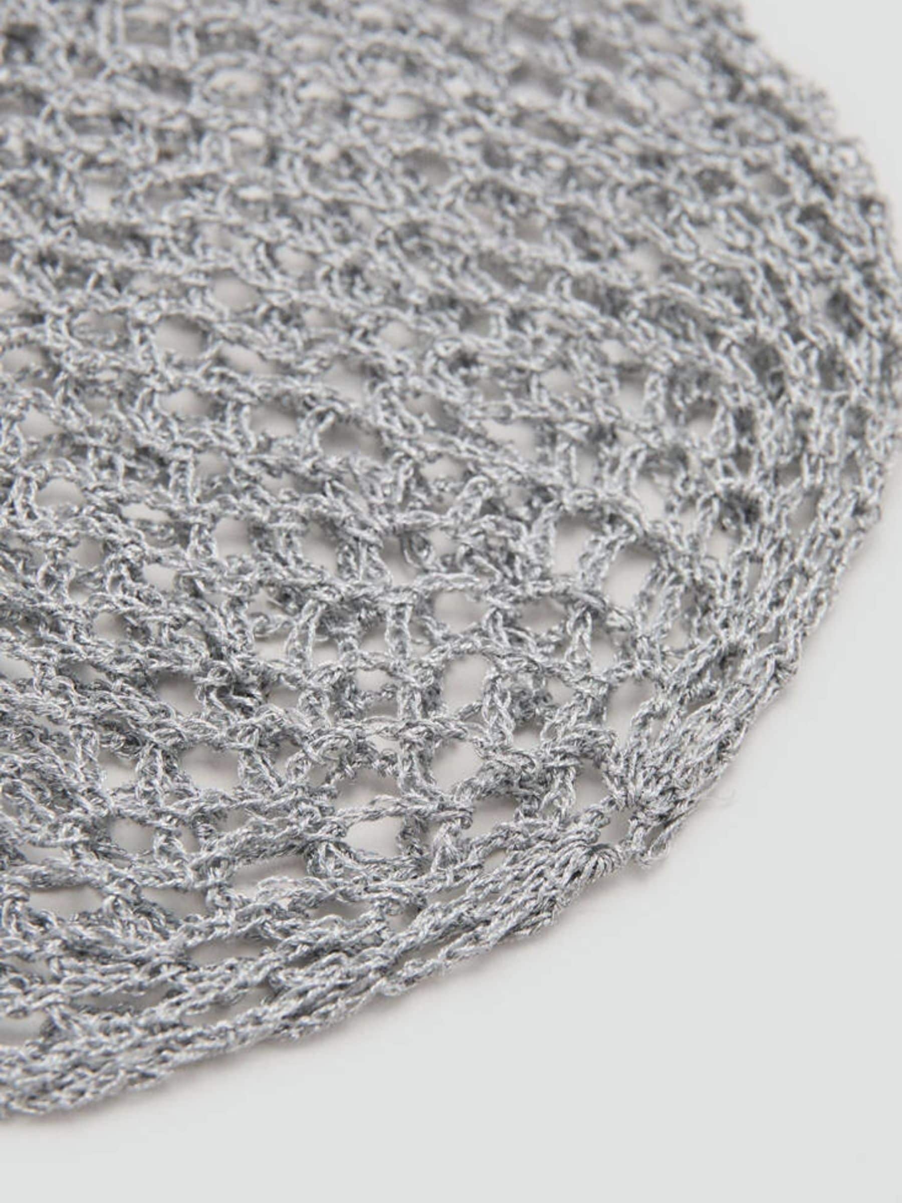 Mango Silver Crochet Woven Beaded Hat - British product
