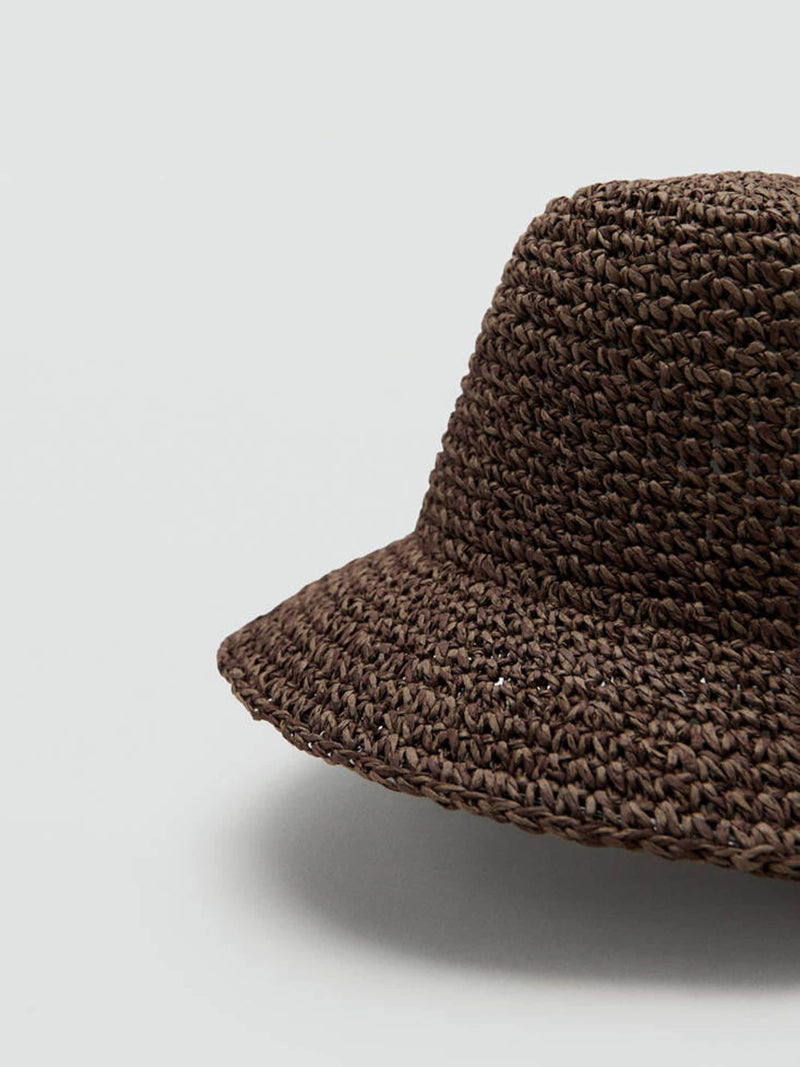 Mango brown wide brim straw sun hat (British brand)