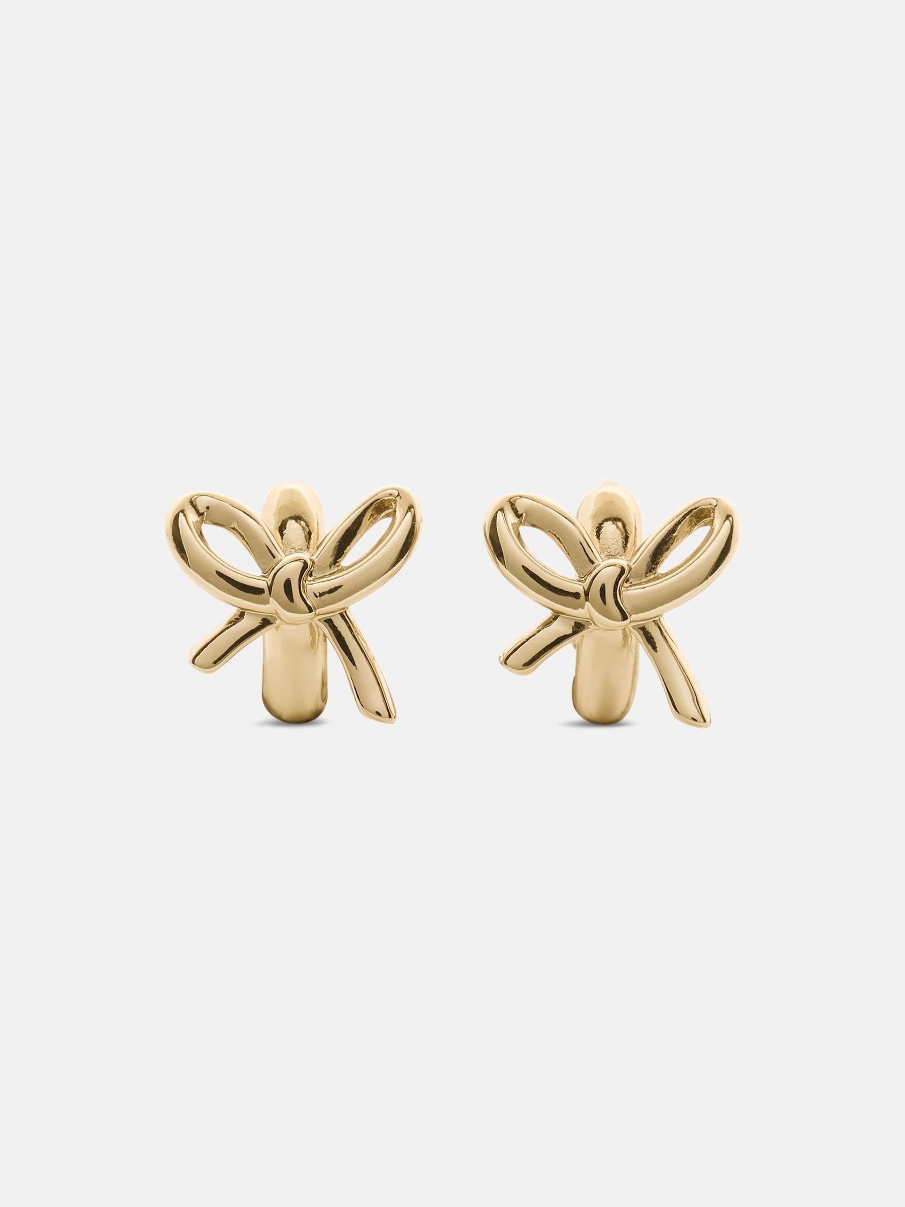 Kate Spade gold tone bow huggie earrings, UK version