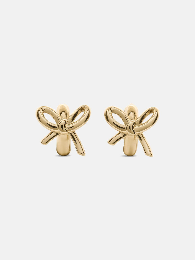 Kate Spade gold tone bow huggie earrings, UK version