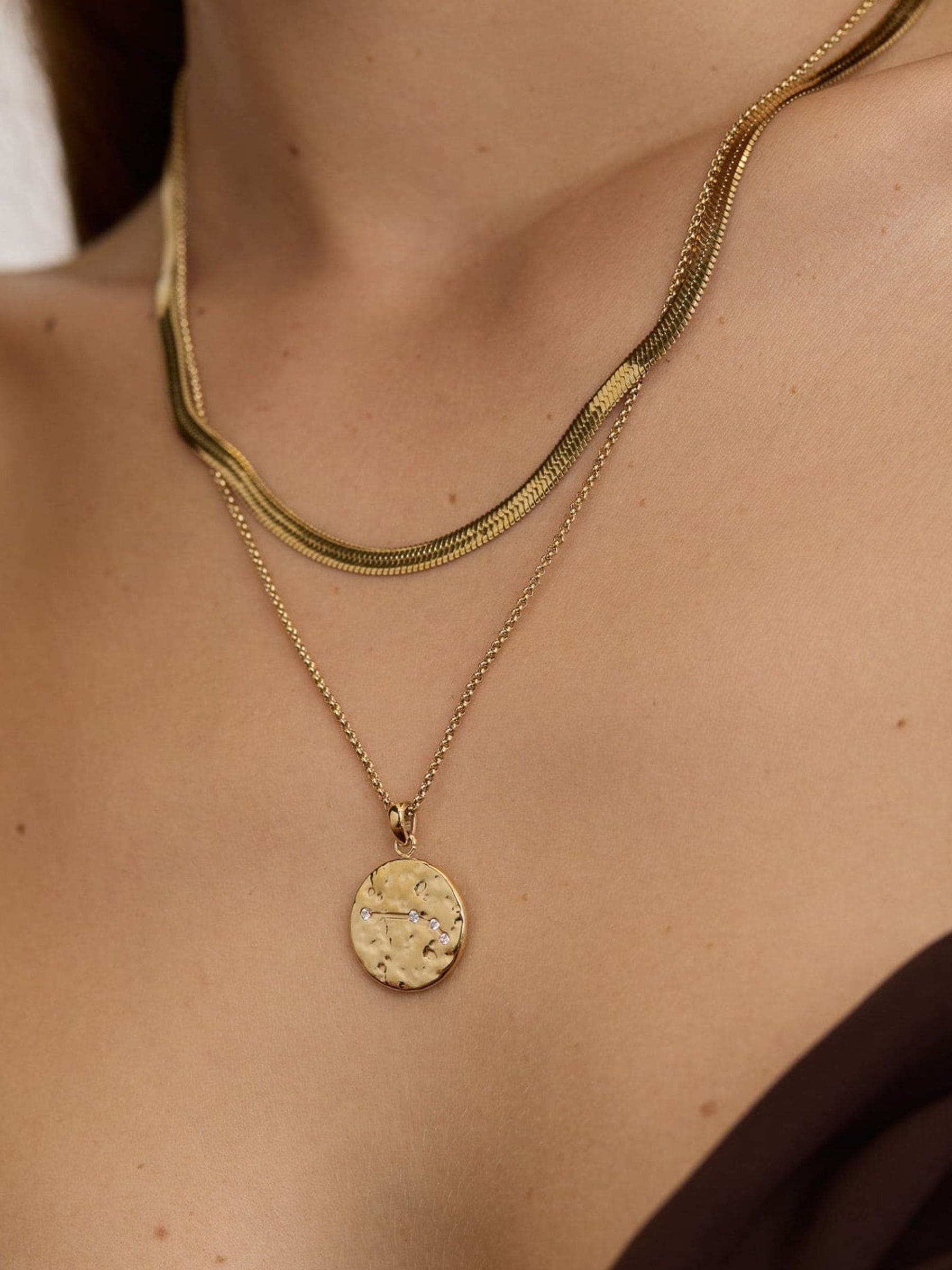 D.LOUISE gold tone zodiac necklace (British brand)