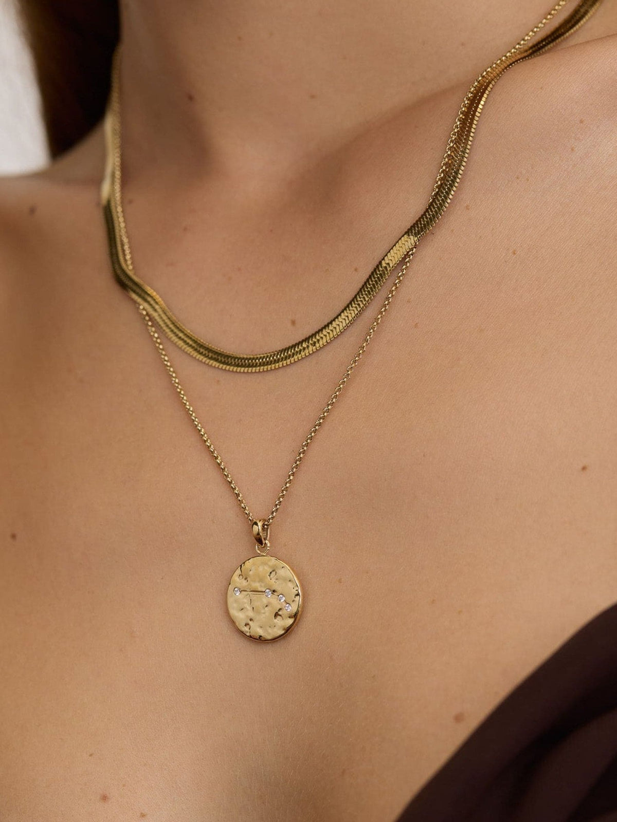 D.LOUISE gold tone zodiac necklace (British brand)