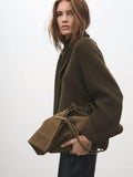 Mango Brown Suede Shopper Tote Bag