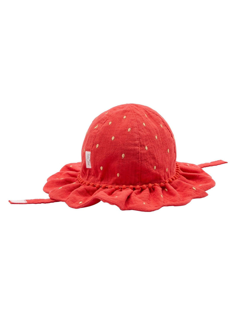 MORI red strawberry floppy baby hat, UK version