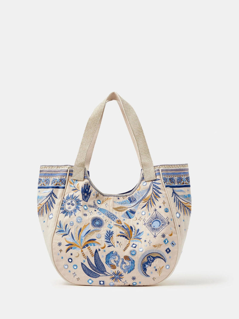 Accessorize cream celestial embroidered tote bag (British brand)