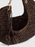 River Island brown raffia scoop bag with metal handle - British product